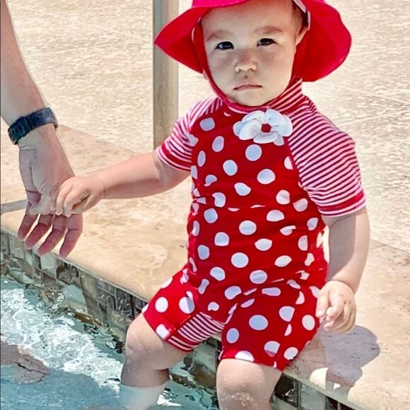 LITTLE ME | Red | POLKA DOTS SWIMSUIT - Picture 4 of 4